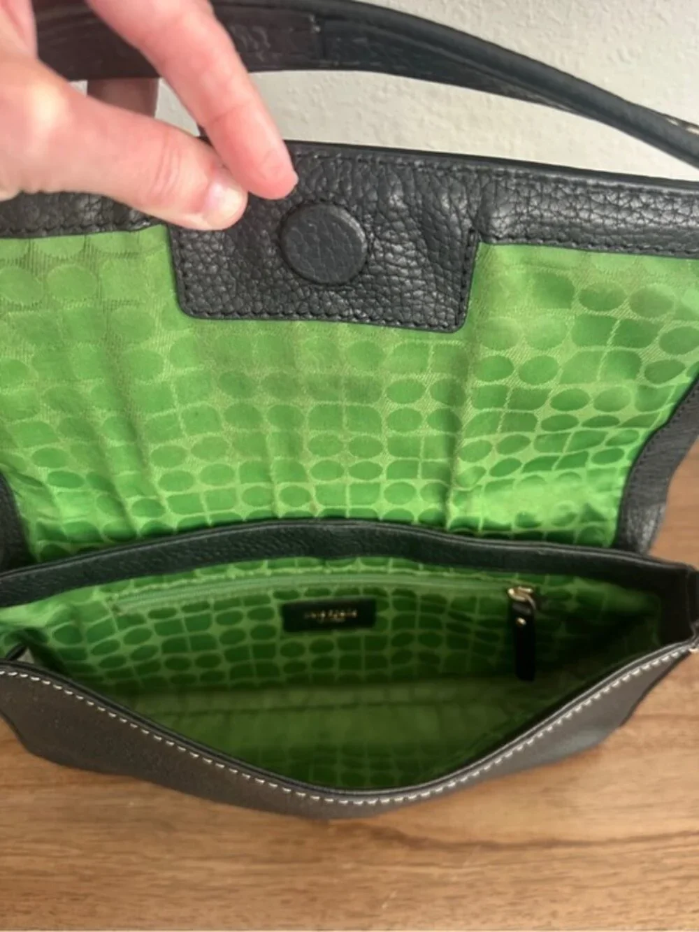 Kate Spade Leather Shoulder Bag with Contrast Stitching